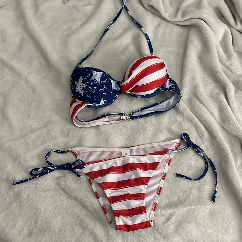 Patriotic Bikini Top with Stars and Stripes